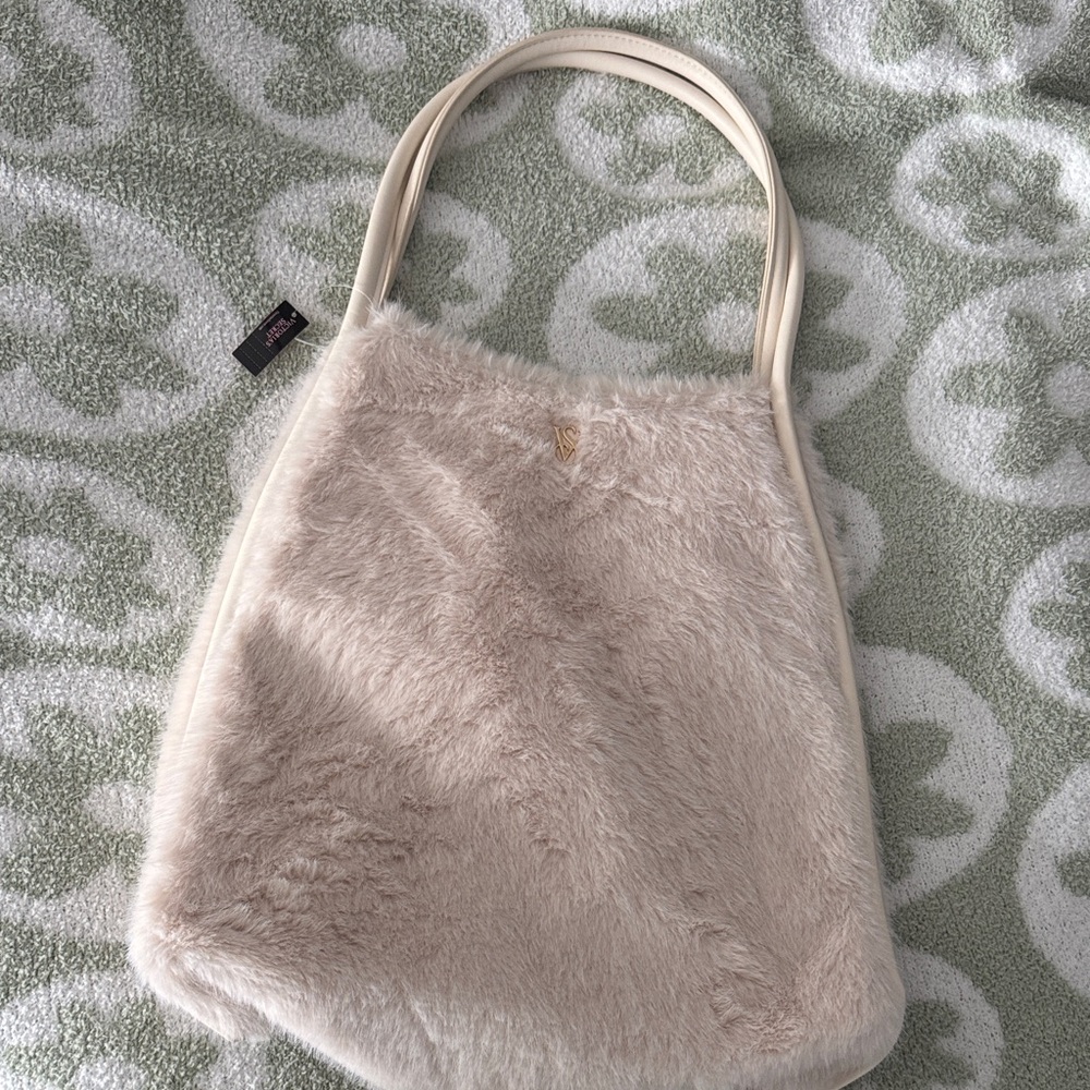 Victoria’s Secret Elegant Cream Faux Fur Tote Bag